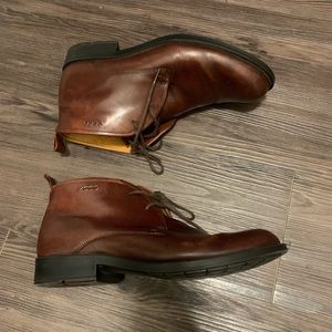 ECCO Shock Point Mens Black Leather  Lace Up Chukka Ankle Boots EU 42